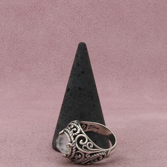carolyn pollack sterling silver scroll mother of pearl dome ring size 6 - Picture 3 of 3